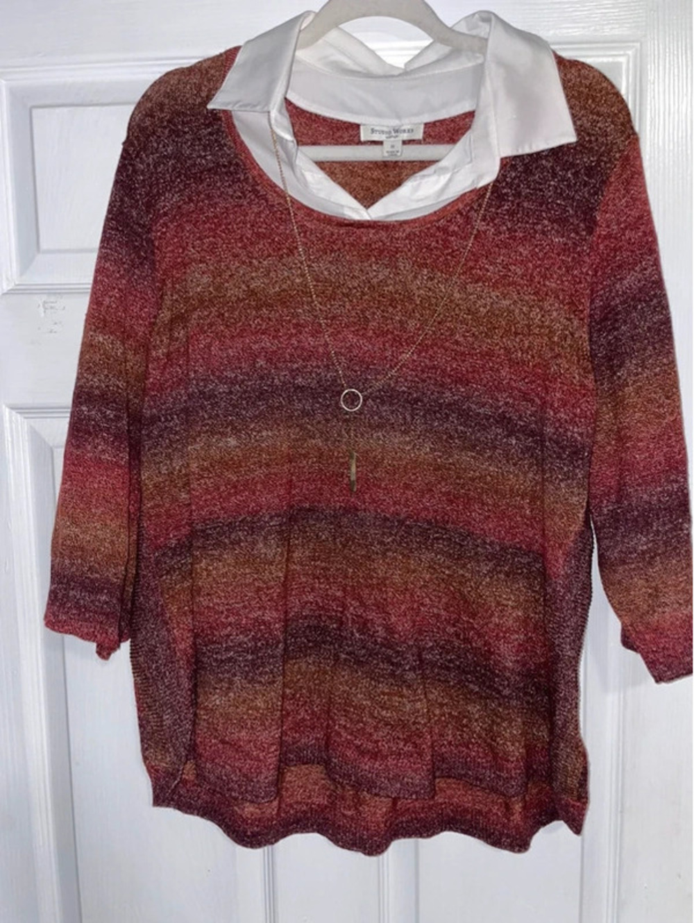 Studio Works 1X sweater top with jewelry